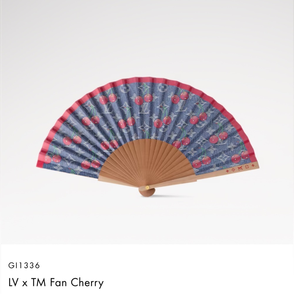 Louis Vuitton x Takashi Murakami Cherry Print Denim Fan - Picture 1 of 5